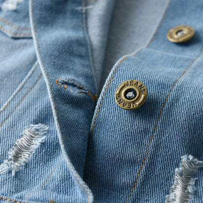 Baby/Kids Girls Boys Button Pocket Down Denim Jacket