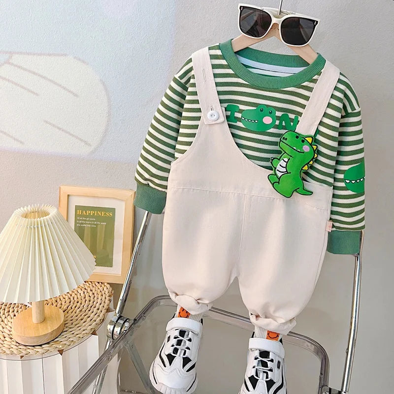 Cartoon Design Baby Boy Color Blocking 2PC Casual Clothes Set