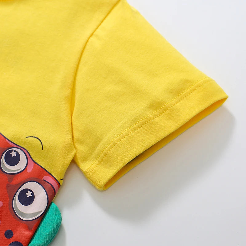 Kids Boys Stereoscopic Dinosaur Print Summer T-shirts childrensterritory