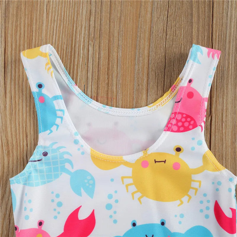 Baby Girls Soft Printed One-Two-piece Swimsuit