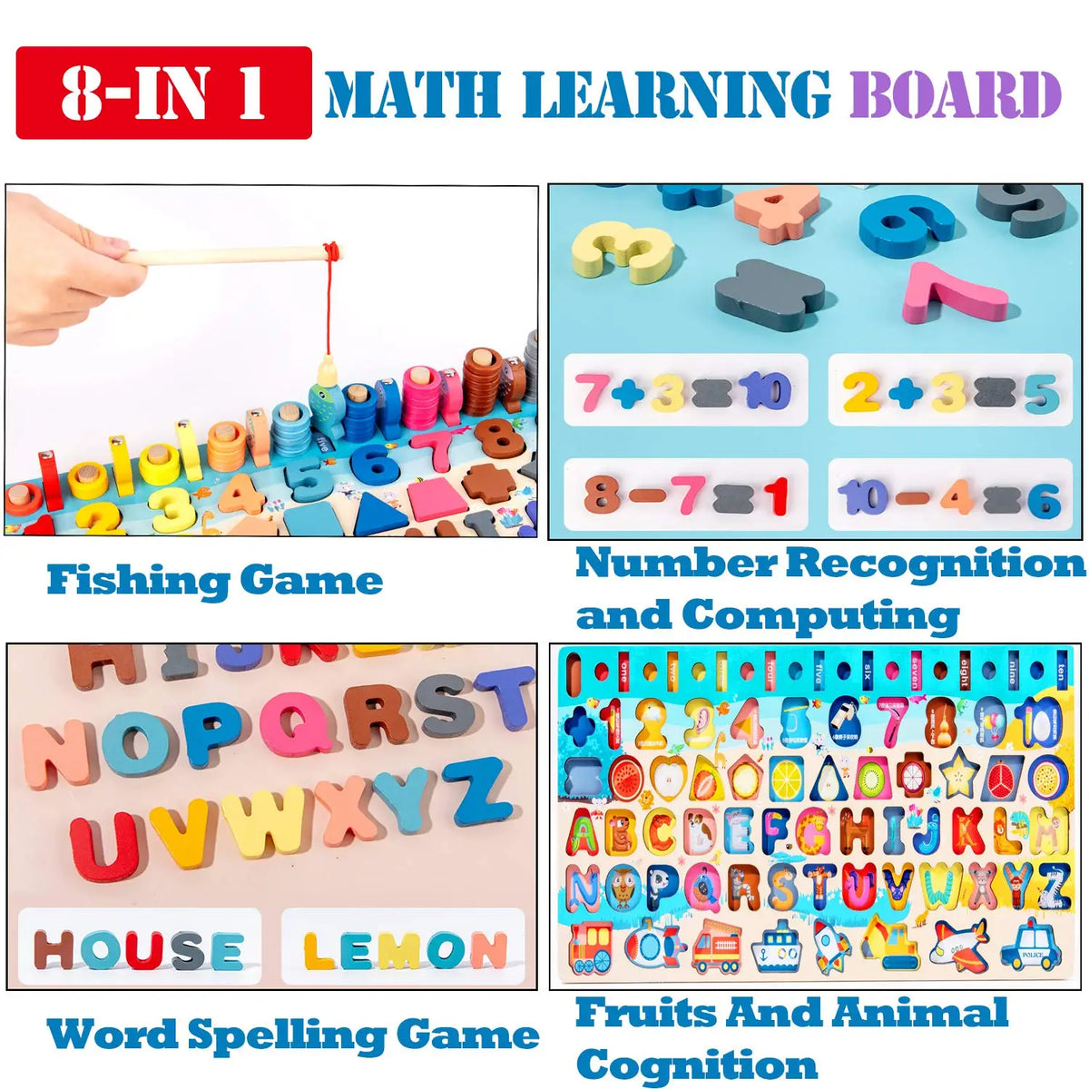 Kids Wooden Numbers Shapes Matching Montessori Toys childrensterritory