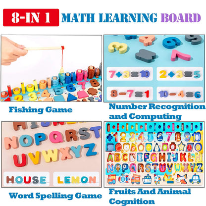 Kids Wooden Numbers Shapes Matching Montessori Toys childrensterritory