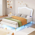 Crown Headboard Modern Upholstered Twin Size LED Princess Bed childrensterritory