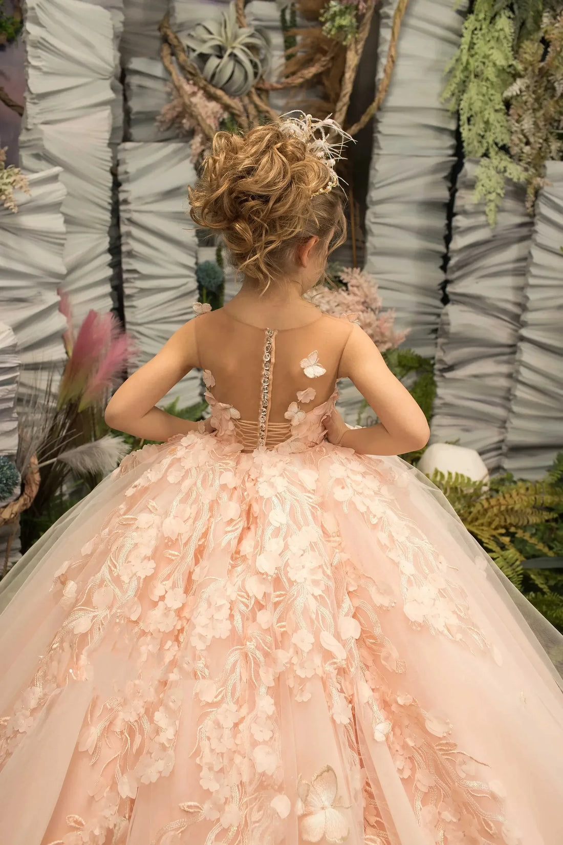 Kids Girls Floral Tulle Ball Gowns/Princess Dresses