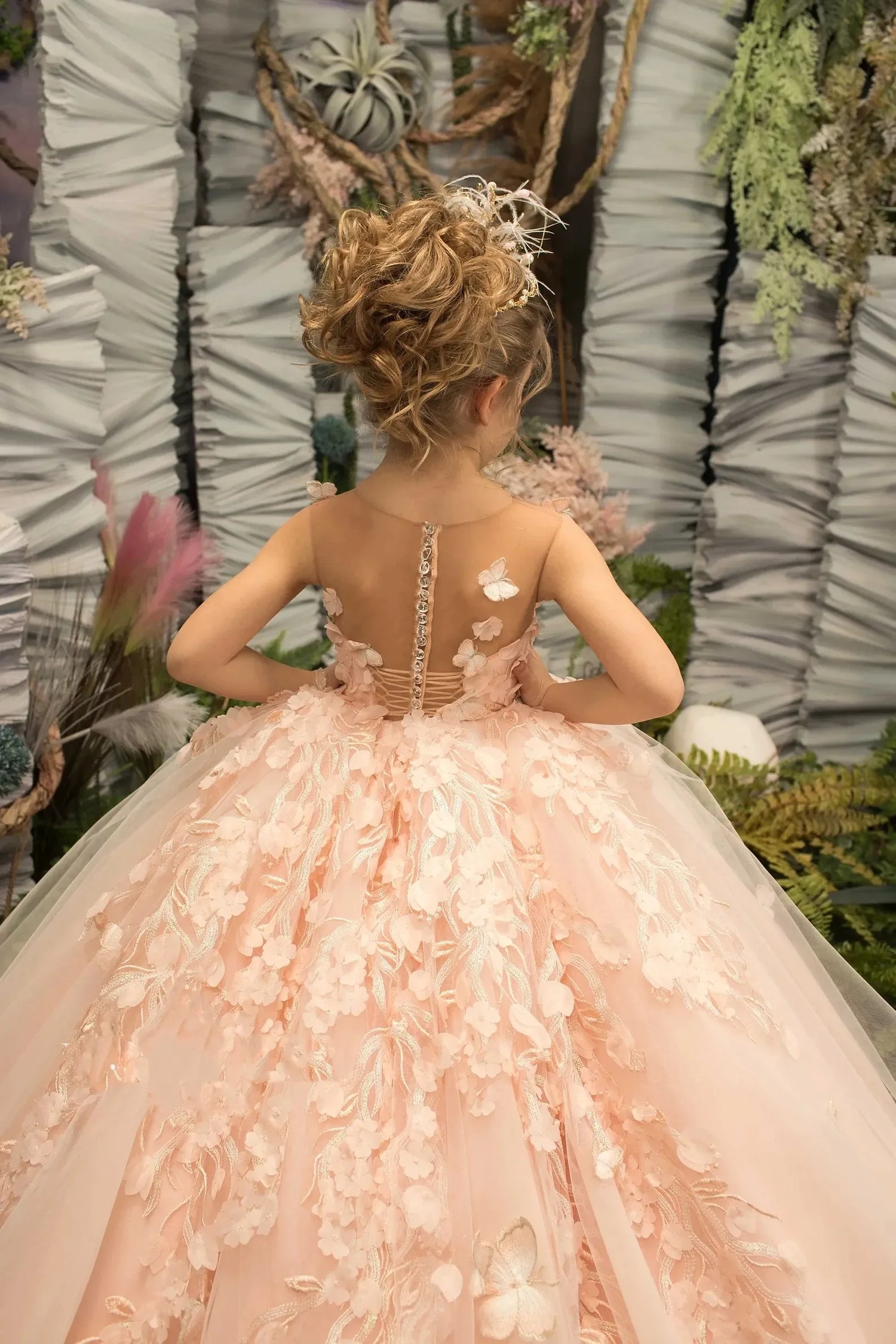 Kids Girls Floral Tulle Ball Gowns/Princess Dresses