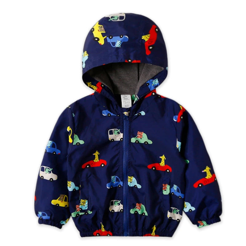 Kids Warm Cartoon Print Hooded Windproof Jackets childrensterritory