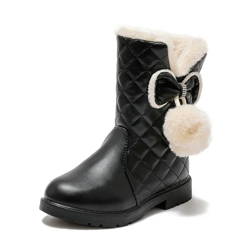 Kids Girls Warm Fur Plush Princess Snow Boots childrensterritory