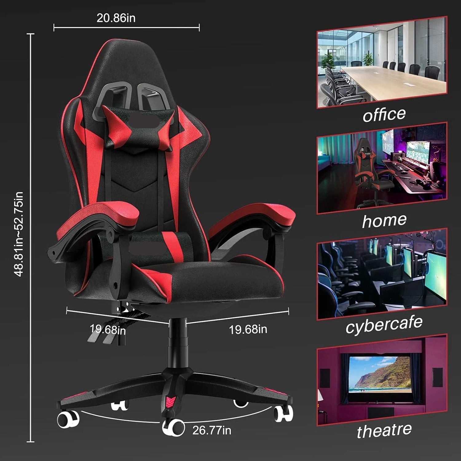 Adjustable Gamer Chairs with Lumbar Cushion + Headrest childrensterritory