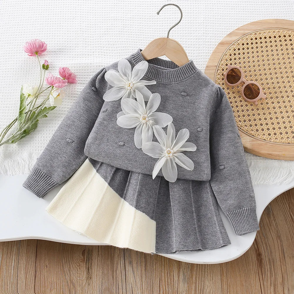 Girls’ Elegant Winter Party Dresses with Floral Design