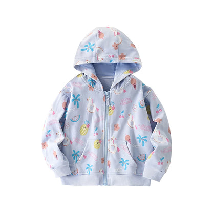 Cartoon Print Hooded Kids Cotton Sweatshirts childrensterritory