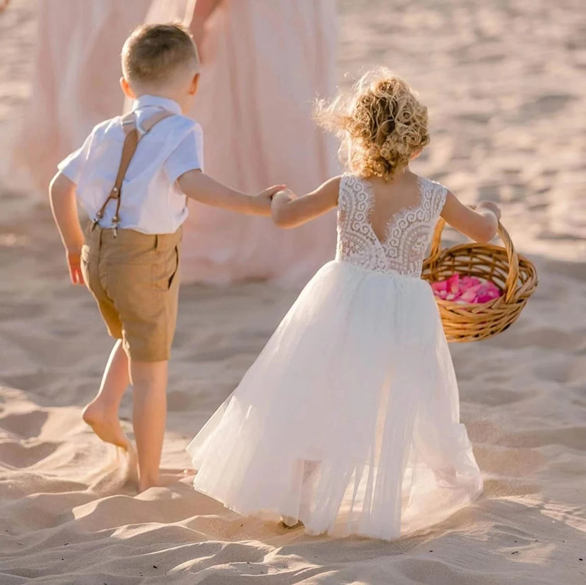 Kids Girls Flower Lace Design Princess Party Dresses for Summer childrensterritory