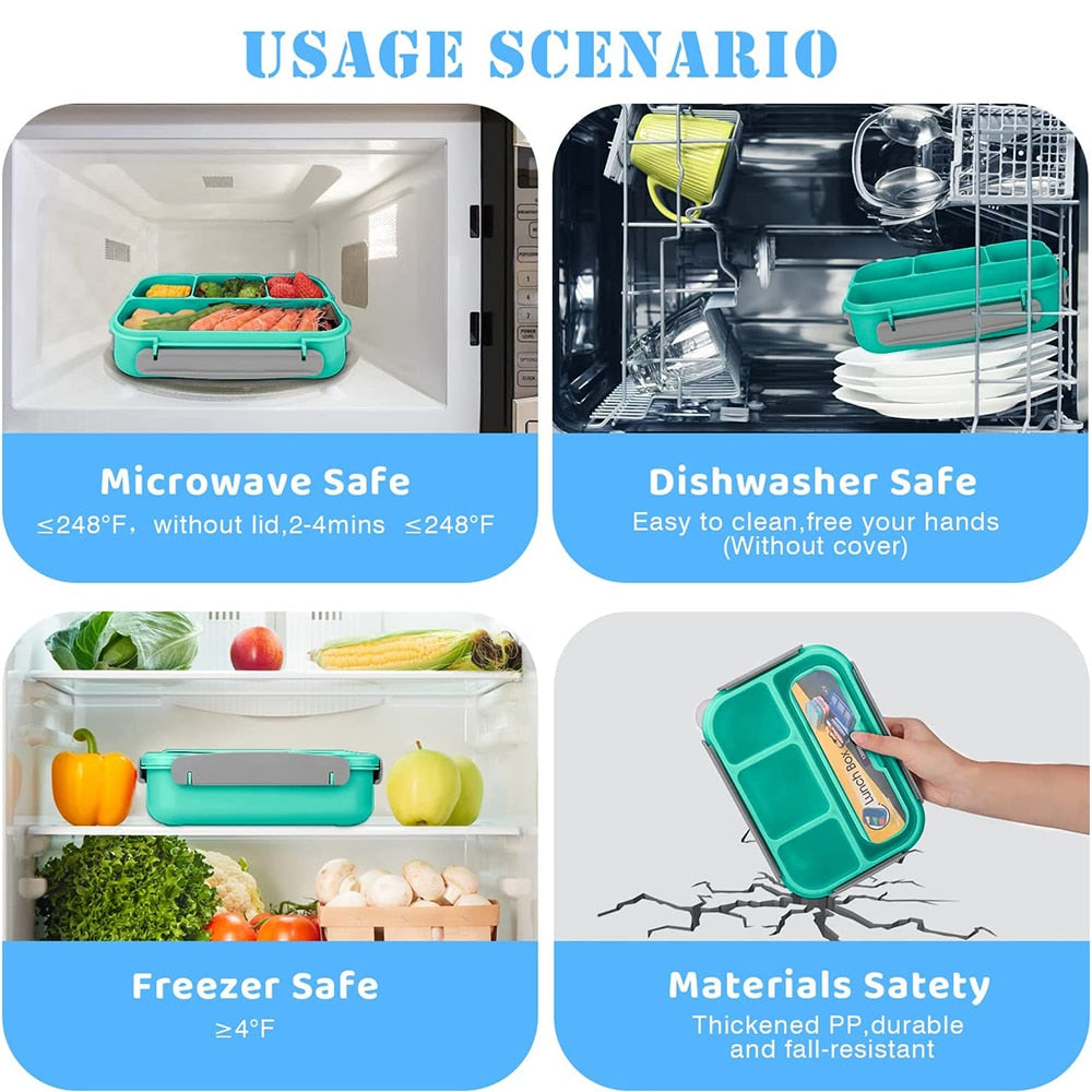 Leak-Proof Kids Lunch Box with 4 Compartments childrensterritory