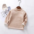 Kids Korean Style Turtleneck Striped Design Velvet Winter T-shirts childrensterritory
