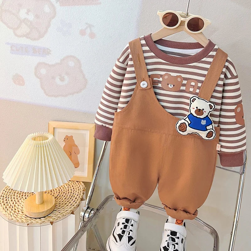 Cartoon Design Baby Boy Color Blocking 2PC Casual Clothes Set