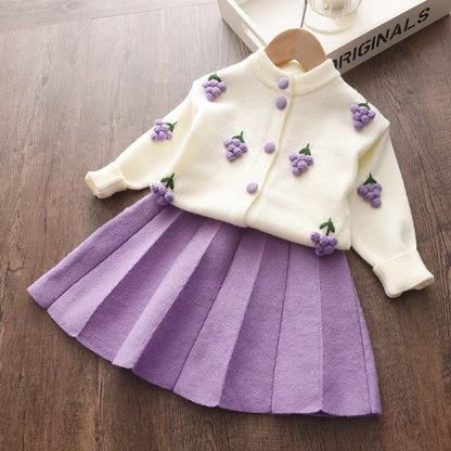 Girls’ Long-Sleeve Winter Outfit with Strawberry Design childrensterritory