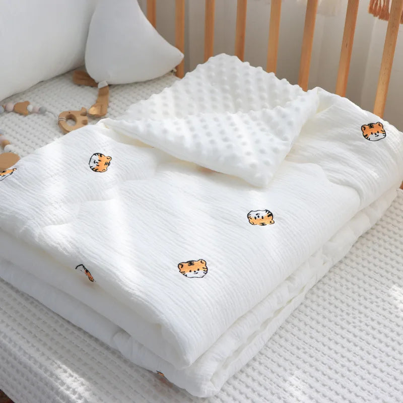 Baby Embroidered Crib Blanket with Filler For Winter