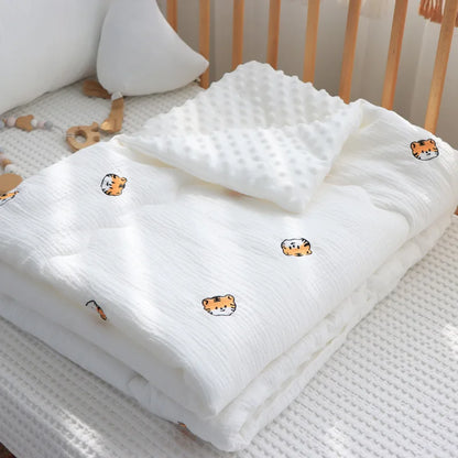 Baby Embroidered Crib Blanket with Filler For Winter