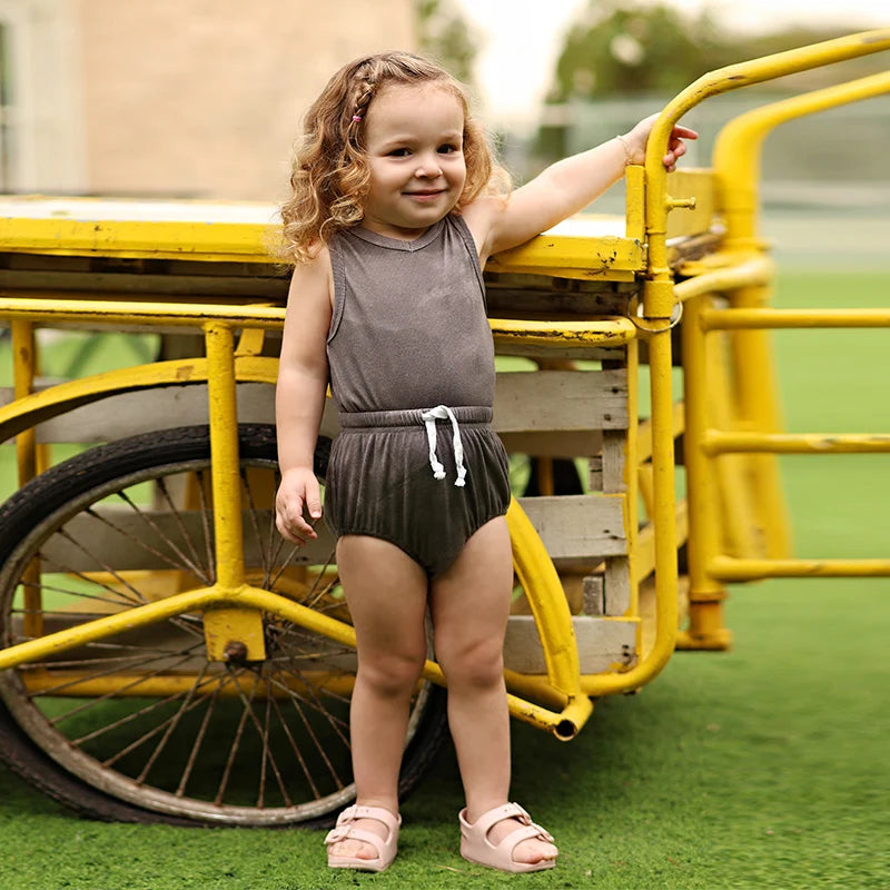 Ribbed Grey Melange Family Matching Clothing Sets