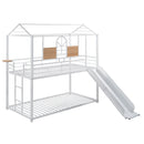 Kids' High Quality Twin Over Twin Metal Bunk Bed with Slide childrensterritory