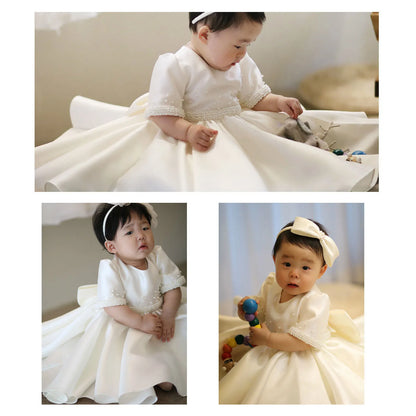 Kids Girls Luxury Pearls Design Princess Birthday Party Dress