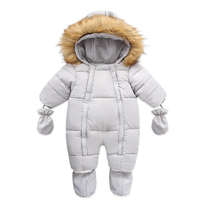 Baby Thick Warm Hooded Fleece Rompers Snowsuit childrensterritory