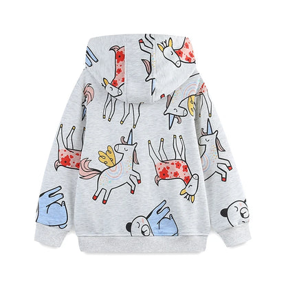 Little Girls Unicorns Design Cotton Hoodies for Autumn childrensterritory