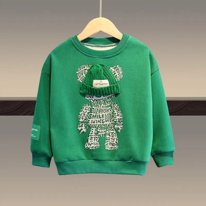 Kids Cartoon Bear Design Sweatshirt and Pant Tracksuit Set childrensterritory