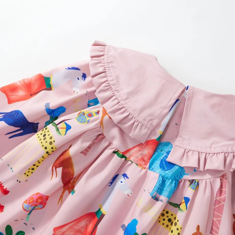 Kids Girls Peter Pan Collar Graffiti Print Dress