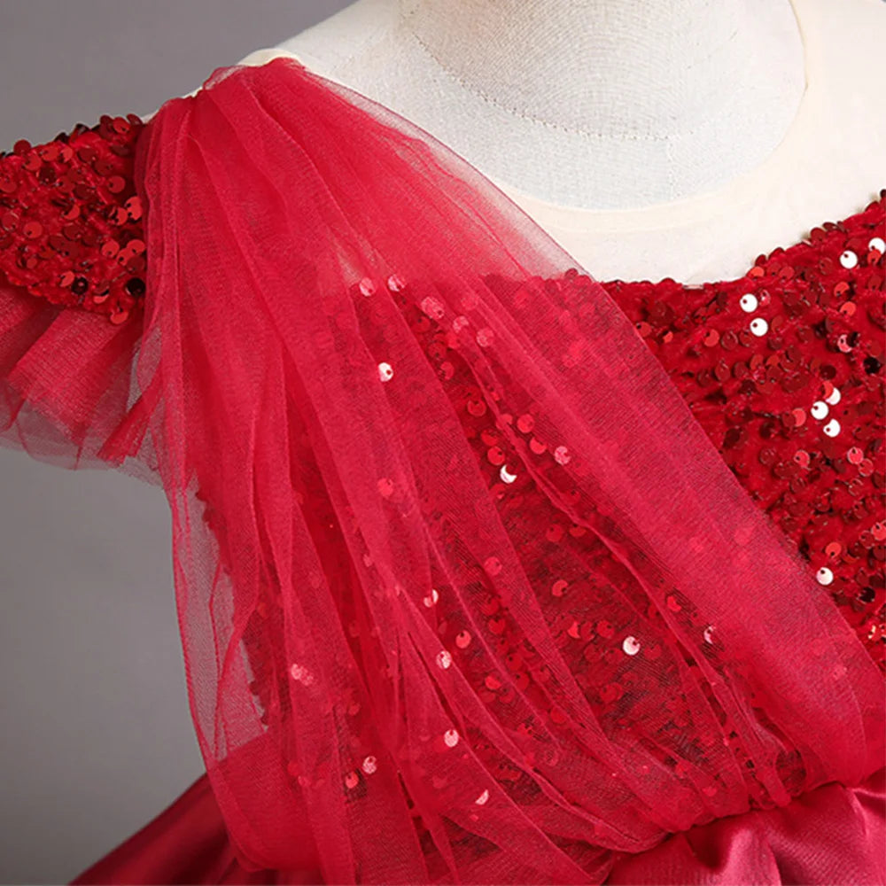 Elegant Kids Girls Sequin Design Formal Evening Party Dresses