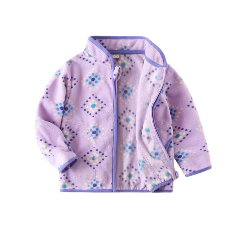 Printed Soft Fleece Kids Zipper Outerwear for Boys Girls childrensterritory