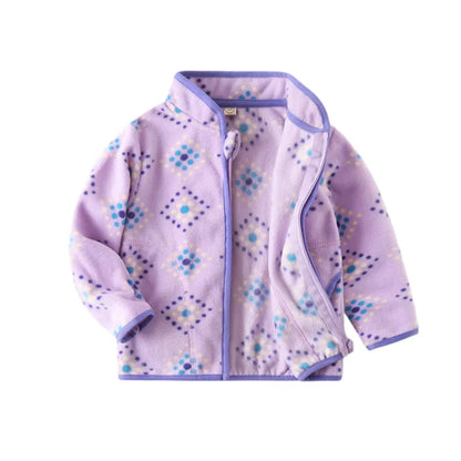 Printed Soft Fleece Kids Zipper Outerwear for Boys Girls childrensterritory