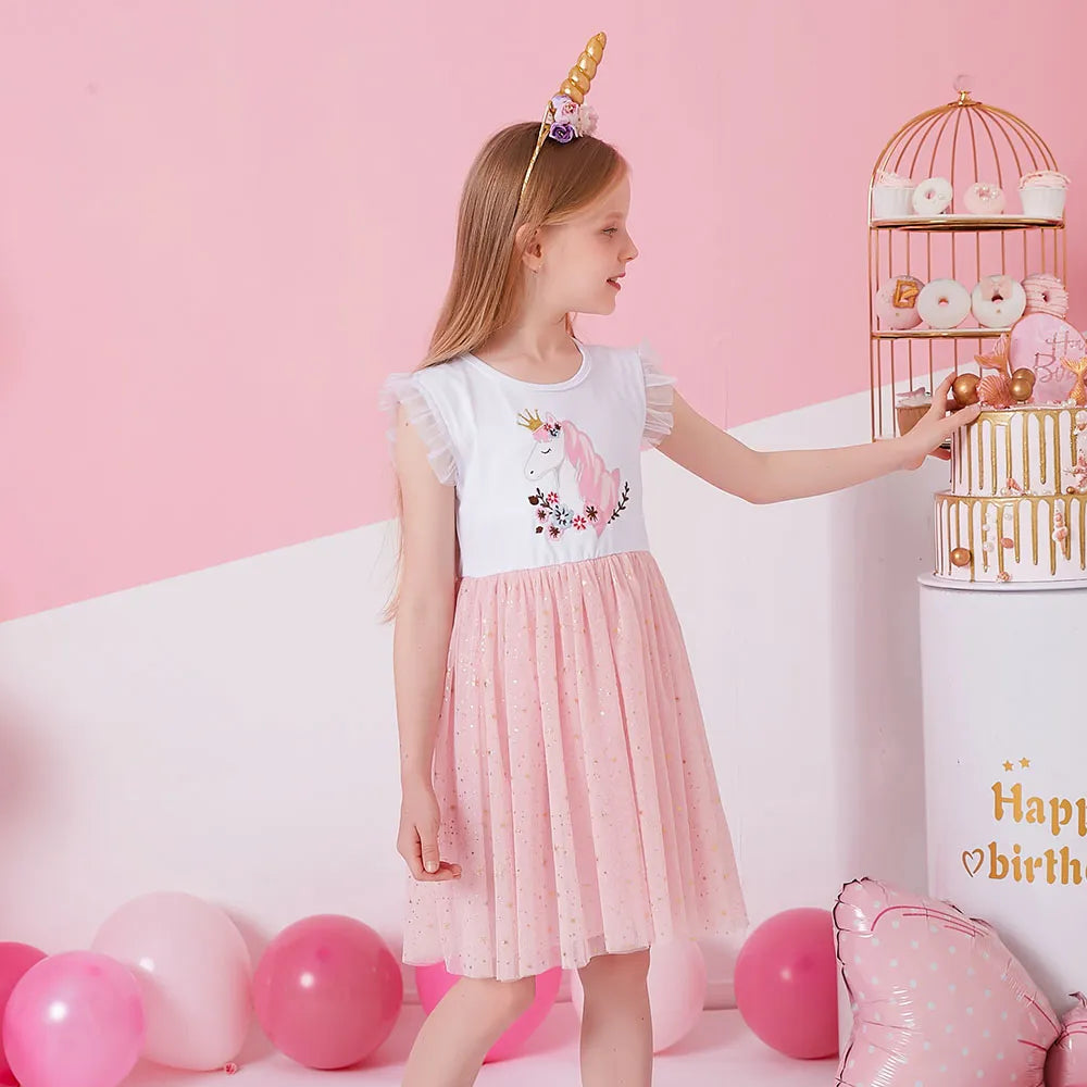 Kids Girls Sleeveless Sequin Princess Dresses for Summer childrensterritory