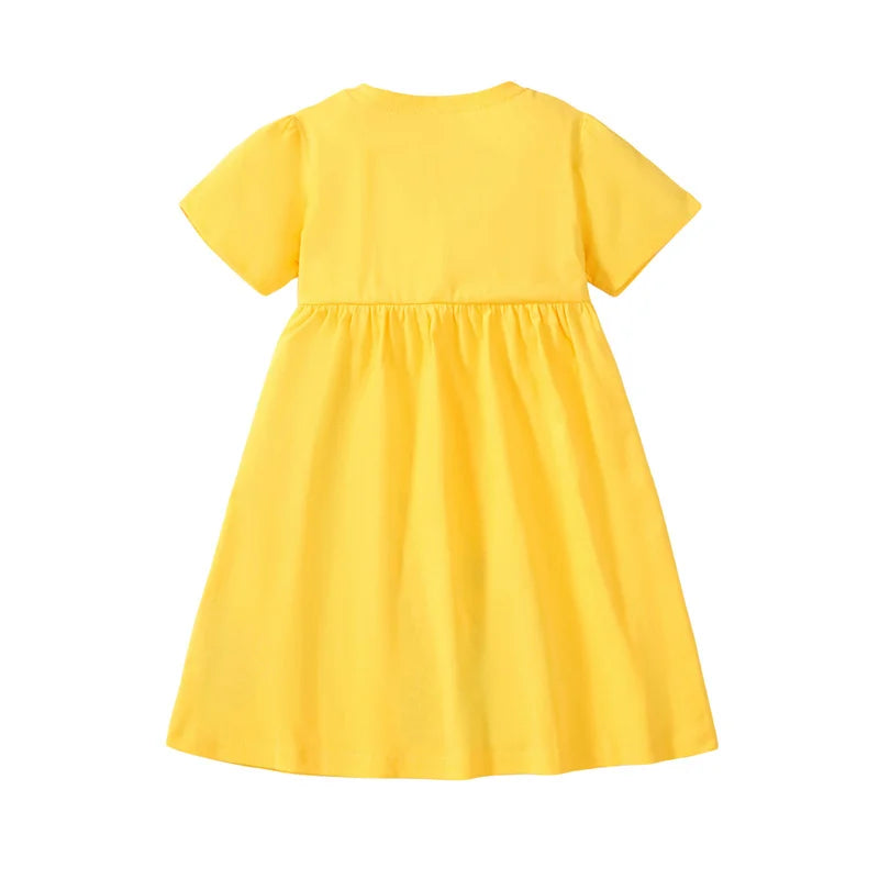 Butterfly and Rainbow Design Short Sleeve Party Frocks for Girls childrensterritory