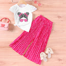Little Girls Printed Top with Wide Leg Pants Two Piece Clothing Sets childrensterritory