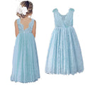 Sleeveless Lace Design Summer Long Dresses For Girls childrensterritory