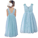 Sleeveless Lace Design Summer Long Dresses For Girls childrensterritory