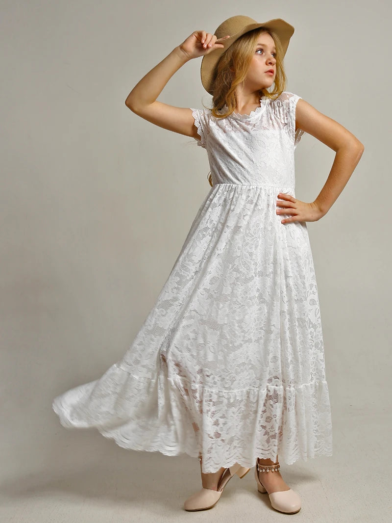 Girls Sleeveless Long Princess Dresses childrensterritory