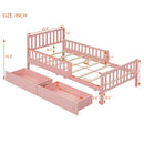 Space-saving Twin Size Wood Platform Bed with Guardrails childrensterritory