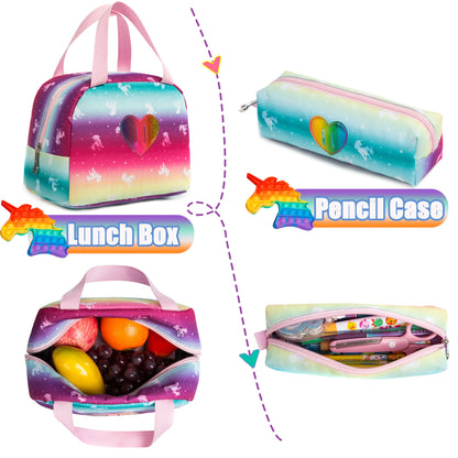 Backpack for Girls Elementary Preschool Kids Lunch Box for School