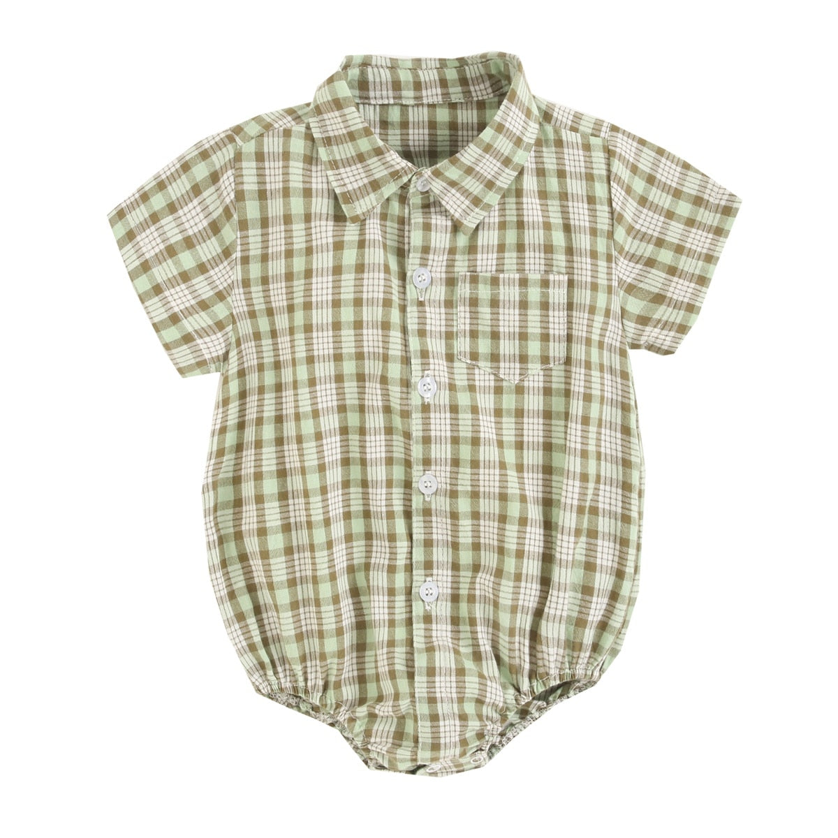 Plaid Cotton Baby Boys Short Sleeve Summer Bodysuit childrensterritory
