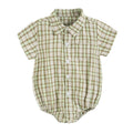 Plaid Cotton Baby Boys Short Sleeve Summer Bodysuit childrensterritory