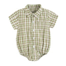 Plaid Cotton Baby Boys Short Sleeve Summer Bodysuit childrensterritory