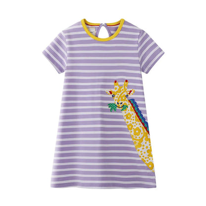 Cute Dinosaurs Unicorns Print Kids Girls Summer Dresses childrensterritory