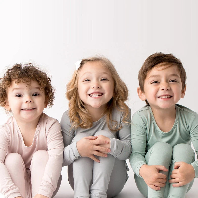 Solid Pattern Bamboo Fiber Pajamas Sets For Baby/Kids childrensterritory