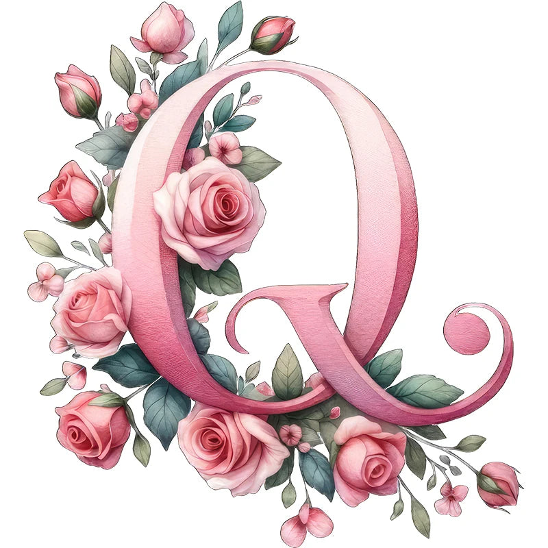 Self-Adhesive Pink Flower Letter Art Wall Decals