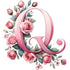 Self-Adhesive Pink Flower Letter Art Wall Decals childrensterritory