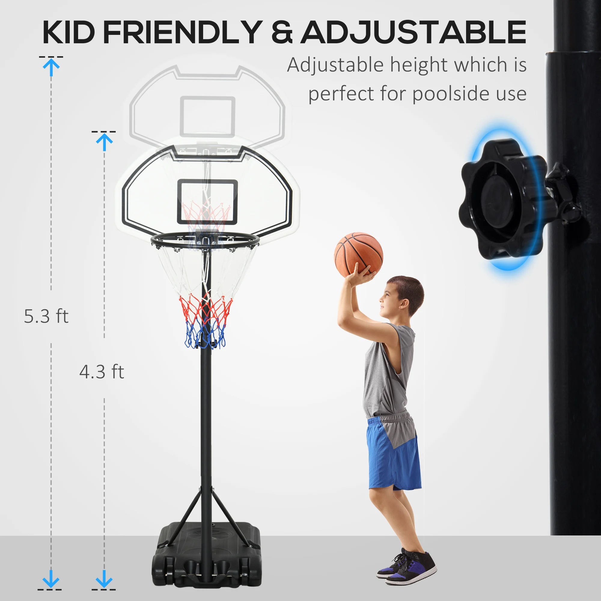 Kids-Friendly and Adjustable Outdoor Basketball Hoop