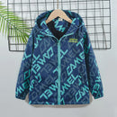 Boys Letter Print Hooded Waterproof Fleece Jackets childrensterritory