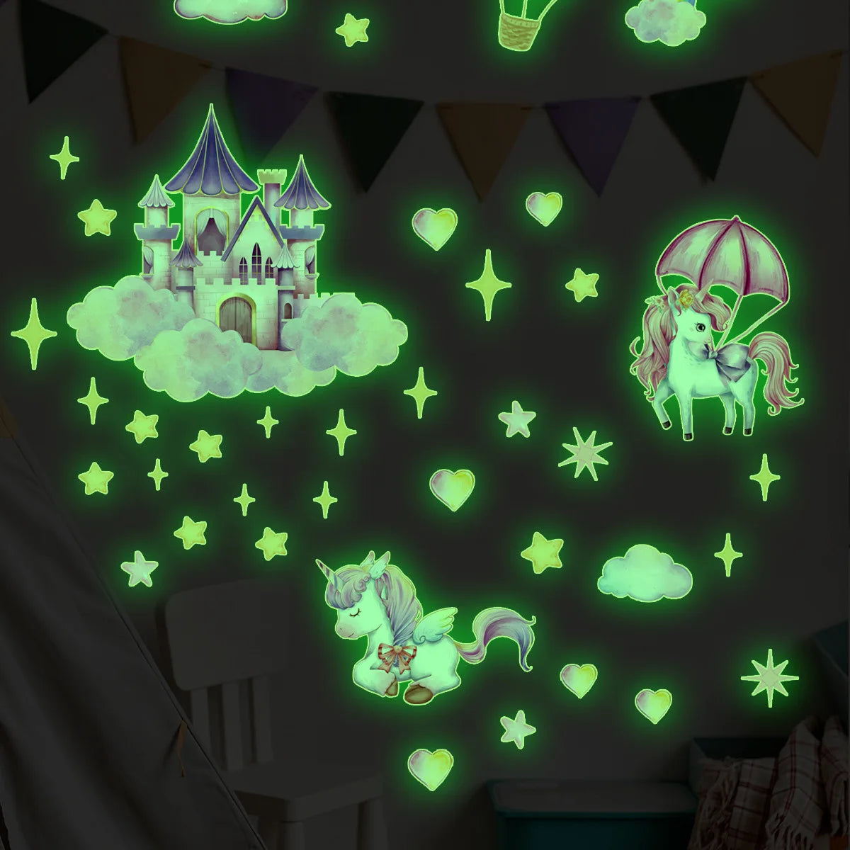 Shine In The Dark Unicorn Stars Wall Stickers for Bedroom childrensterritory