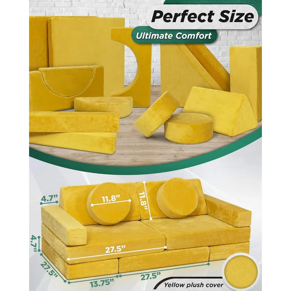 14pcs Modular Kids Play Couch for Bedroom and Playroom childrensterritory